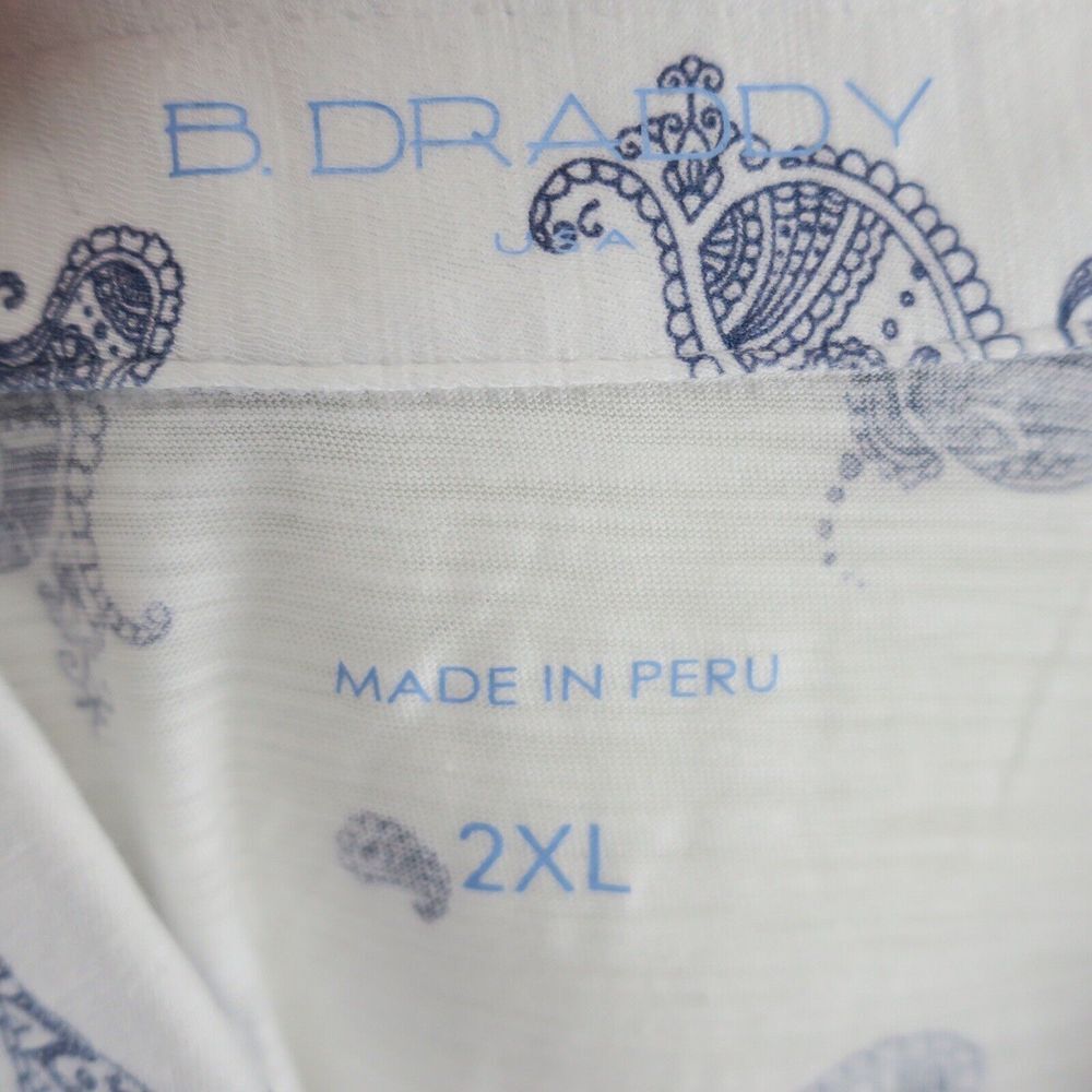 B Draddy Pima Cotton Golf Polo Shirt‎ Mens 2XL White Bandana Print - Picture 8 of 9